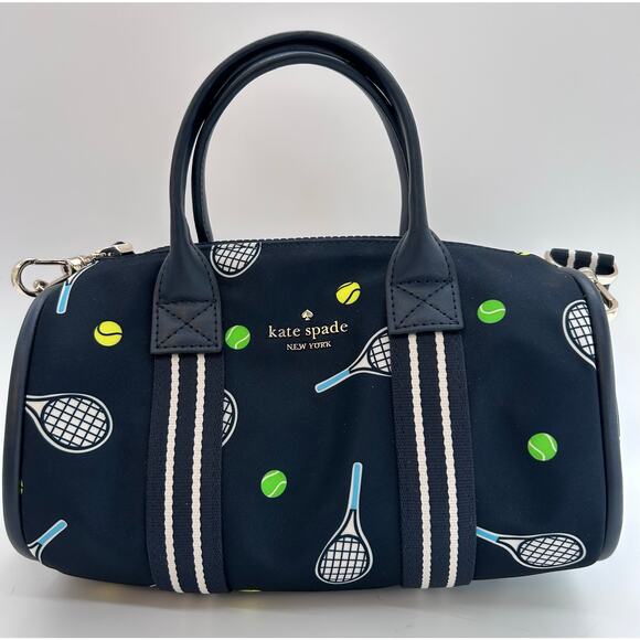kate spade Handbags - NWT Kate Spade Navy Rosie Racquet and Ball Charm Small Duffle Crossbody Bag